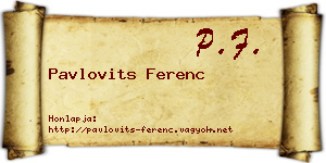 Pavlovits Ferenc névjegykártya